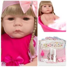 Imagem de Boneca Reborn Recém Nascida Realista Abigail Bolsa 20 Itens - Cegonha