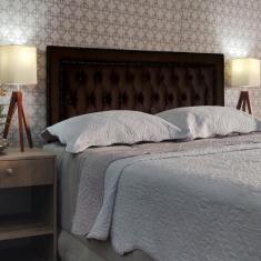 Imagem de Cabeceira Casal 140 Cama Box Sophia Capitonê Diamond 2 Marrom Suede Pa
