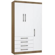 Imagem de Guarda Roupa Modulado 132cm 3 Portas E 4 Gavetas Paris Luciane Móveis Avelã Pf Com Branco Pf