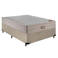 Imagem de Cama Box Casal Suede + Colchão Casal Ortobom Airtech Molas Ensacadas 65x138x188 Bege