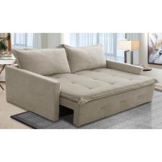 Imagem de Sofá Sem Caixa Retrátil e Reclinável 1,65m com Molas Bianca Boucle Beg