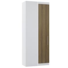 Imagem de Guarda Roupa De Canto Reto Modulado 90cm 1 Porta Alpes Luciane Móveis Branco Pf Com Avelã Pf
