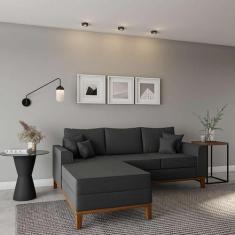 Imagem de Sofá 3 Lugares Salta Com Chaise Esquerdo Linho Grafite - Mobly