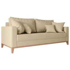 Imagem de Sofá 3 Lugares Beny Base Em Madeira Maciça Recepção Linho Bege Kimi De