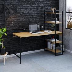 Imagem de Escrivaninha Industrial com Estante 4 Prateleiras 150cm Active Yescasa Mel