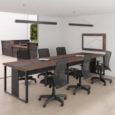 Imagem de Mesa De Reunião Com Painel 6 Lugares Veneza Freijó Preto