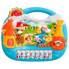Imagem de Brinquedo Educativo Teclado Fazendinha Interativo Som E Luz Dm Toys, M
