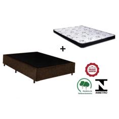 Imagem de Cama Box Casal Marrom Suede + Colchão Espuma D28 138x188x12