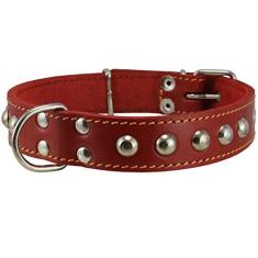 Imagem de Coleira para cachorro genuína de couro grosso de 2,5 cm de largura. Serve para pescoço de 35,56 cm a 43,18 cm, raças médias.