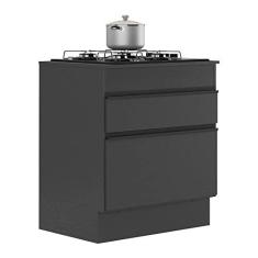 Imagem de Balcão Cozinha com Rodapé para Cooktop 70 cm 1 Porta 1 Gaveta Veneza Multimóveis Mp2118.895 Preto