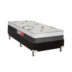 Imagem de Cama Box Solteiro: Colchão Espuma Plumatex D28 Falcon Ultra Firme + Base Crc Suede Black(88X188)