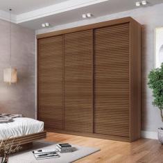 Imagem de Guarda-roupa Casal 3 Portas de Correr Ripadas Samambaia Cabecasa Madeiramadeira Freijó