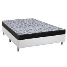 Imagem de Cama Box Viúva: Colchão Anatômico Ortobom D33/EP Fort Tech ISO 100 + Base CRC Suede White(128x188)