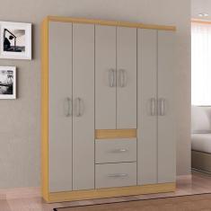 Imagem de Guarda Roupa Casal Ambiente Milão 6 Portas Damasco Off White  Poquema
