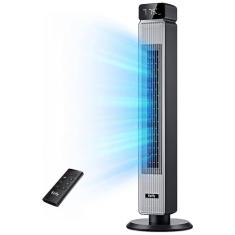 Imagem de Ventilador de Torre para Quarto, Ventilador de Piso, Silencioso 30dB, Oscilação 90°, 6 Velocidades, 4 Modos, Timer 12H, Controle Remoto,Ezify,Preto