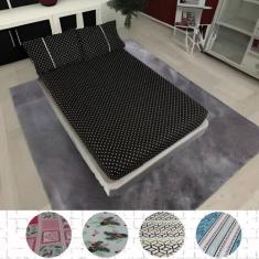 Imagem de Kit 3 Jogo De Lençol Casal Malha Com Fronha Estampas Sortida - Tudodic