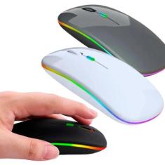 Imagem de Mouse Sem Fio com Bluetooth Recarregável Wireless Led Rgb, Cinza