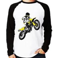 Imagem de Camiseta Raglan Motocross Jump Manga Longa - Foca Na Moda