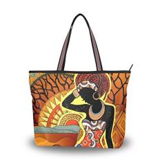 Imagem de Bolsa de ombro feminina My Daily com paisagem de mulher africana grande, Multi, Medium