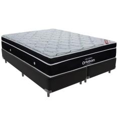 Imagem de Cama Box Preto e Colchão Elegant Molas Ensacadas Queen Ortobom