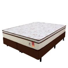 Imagem de Cama Box Queen Colchão Molas Ensacadas + Box Microfibra Marrom Bf Colc
