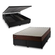 Imagem de Conjunto Box Baú Atlanta Marrom 193x203x69 Espuma D45