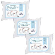 Imagem de Kit com 3 Travesseiros Daune Plumas com Penas - 14cm