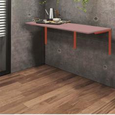 Imagem de Mesa Suspensa de Estudos Parede 120cm Escritório Suporte Bronze MDF Rose - Ahz Móveis