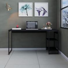 Imagem de Mesa C-estante Baixa 150x64x75cm C-02 Prateleiras Preto ônix - Est.preta Preto ônix - Est.preta