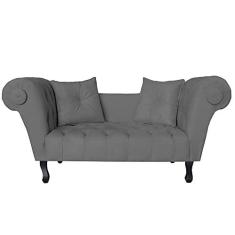 Imagem de Recamier Divã Namoradeira Dubai Capitonê Suede Cinza - DS Estofados