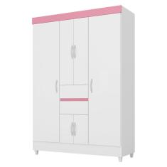 Imagem de Guarda Roupa 6 Portas com Pés Ecom ii Branco Rosa Flex 62020 Demóbile