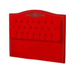 Imagem de Cabeceira Casal Estofada Para Cama Box Maitê Veludo Cor Vermelho