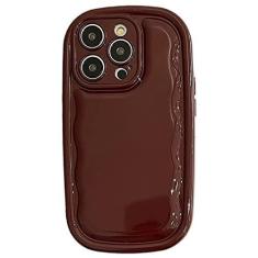 Imagem de Capa de telefone oval de cor doce fofa para iPhone 14 13 12 11 Pro Max 14 Plus capa de almofada de ar brilhante, vinho tinto, para iPhone 13