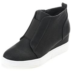 Imagem de Journee Collection Womens Clara Comfort Wedge Heel Sneakers with Round-Toe and Perforated Details, Black, 10