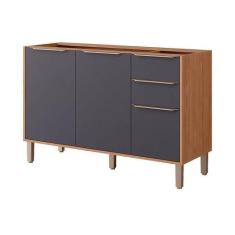 Imagem de Balcão De Cozinha Divina 3 Portas E 2 Gavetas S/Tampo 120cm Freijo/Tit