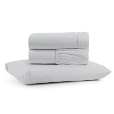 Imagem de Jogo Cama Lençol Bali Solteiro Percal 180 Fios 100% Algodão Ponto Palito 3 Peças - Cinza