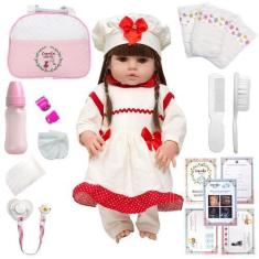 Imagem de Boneca Reborn Nicole Com Bolsa Lindos Itens Olho Castanho - Cegonha Re