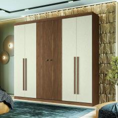 Imagem de Guarda Roupa Casal 6 Portas Flex Buriti Santos Andirá Jatoba/areia