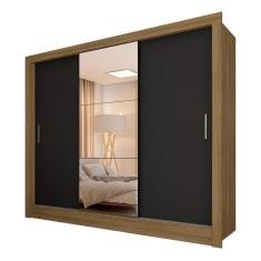 Imagem de Roupeiro 3 Portas Casal Com 3 Espelhos Aurora Bore/pret - M. Arapongas