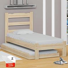 Imagem de Cama De Solteiro De Madeira Crua Com Auxiliar E 2 Colchões Esmeralda Nemargi