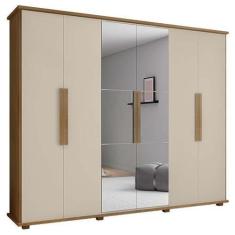 Imagem de Guarda Roupa 6 Portas Com Espelho 271cm Canada Rv Móveis Cinamomo/Off