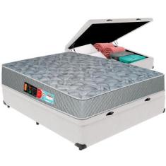 Imagem de Cama Box Baú Branco e Colchão Sleep Max D33 Casal Castor