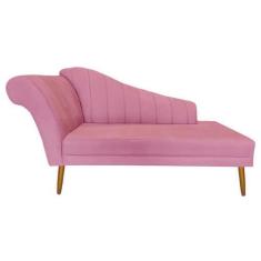 Imagem de Recamier Divã Pés Palito Para Sala Cecilia 1.60cm Suede Rosa Barbie -