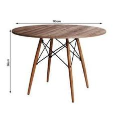 Imagem de Mesa Dkr Eiffel Redondo Tampo De Madeira 90cm Amêndoa