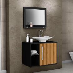 Imagem de Gabinete para Banheiro com Cuba e Espelheira Baden Móveis Bechara  Fosco/Ripado