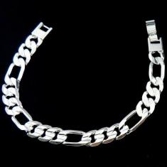 Imagem de Pulseira Masculina 20cm 1cm Largura Folheada Prata PL137