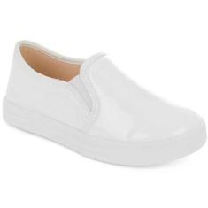 Imagem de Tênis Slip On Infantil  Verniz Calce Fácil Confortável Preto Branco Kl