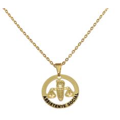 Imagem de Colar Minha Profissão Serviço Social Folheado Ouro 18k