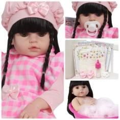 Imagem de Boneca Tipo Reborn Realista Valentina Morena Com Acessórios - Cegonha