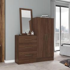 Imagem de Cômoda com Espelho 2 Portas 3 Gavetas Briz Castanho HP